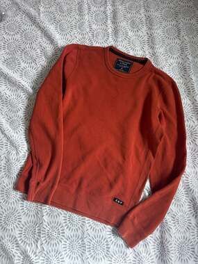 Abercrombie & Fitch Men's Medium Orange Crew Neck Fleece Sweatshirt